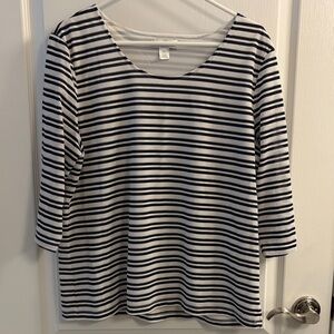 Christopher & Banks Navy and White Striped Long Sleeve Top